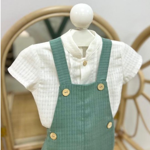 ​Conjunto bebé camisa blanca y peto verde – Maesu [2]