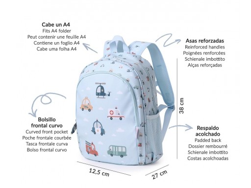 Mochila Mediana City Cars + Llavero Personalizable - Tutete [6]