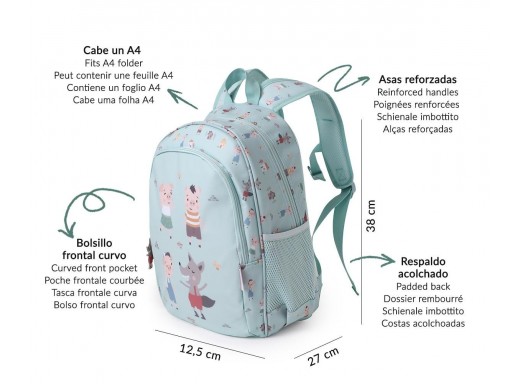 Mochila Mediana The Three Little Pigs + Llavero Personalizable - Tutete [7]