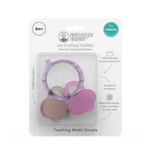 ​Mordedor Matchstick Monkey Refrigerable – Alivio suave y refrescante para la dentición , color Dusty Pink [2]