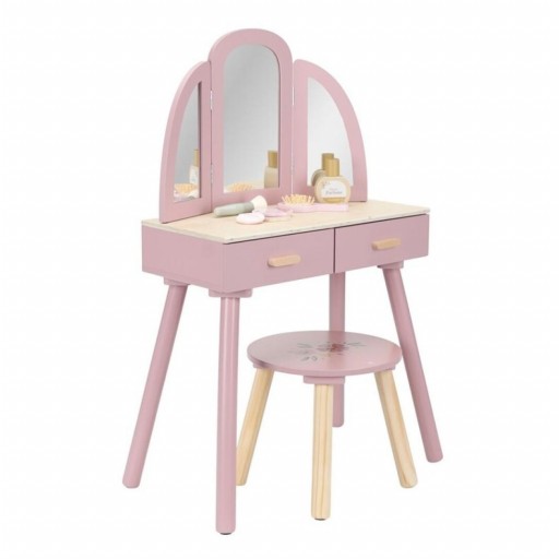 ​Tocador infantil de madera rosa con espejo y taburete – Little Dutch [0]