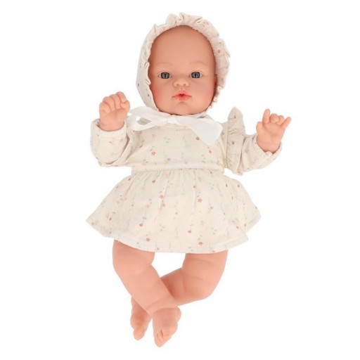 Muñeco Helena con Vestido y Gorrito White Flowers - Monnëka