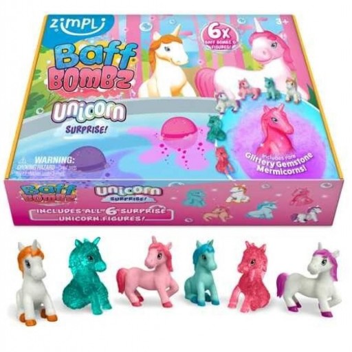 ​Pack 6 Bombas de Baño Unicorn Surprise – Zimpli Kids (100 g cada una)