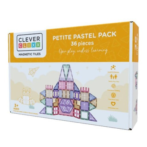 Pack de Construcción Magnética Cleverclixx - Petite Pastel (36 Piezas)