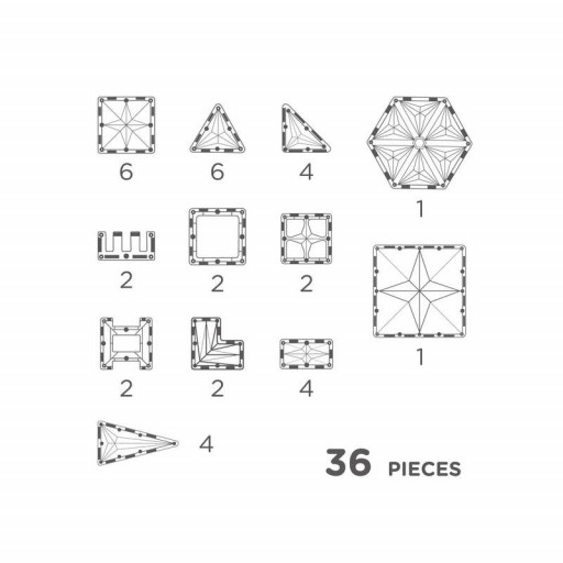 Pack de Construcción Magnética Cleverclixx - Petite Pastel (36 Piezas) [3]