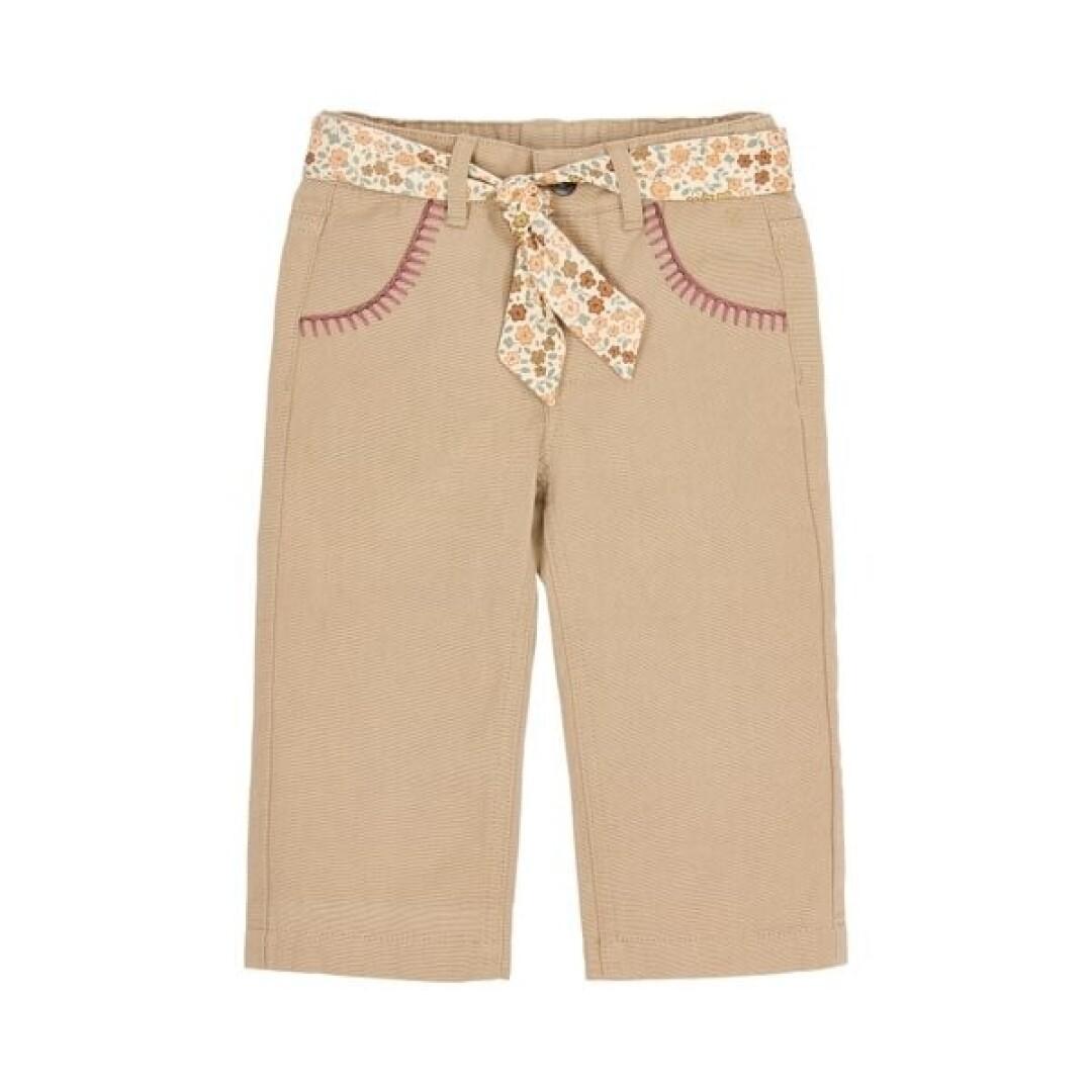 Pantalón Ancho con Lazo Floral Taupe - Little Dutch