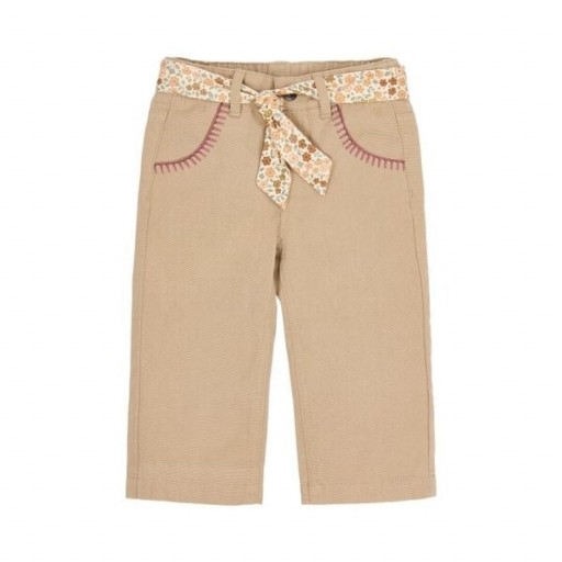 Pantalón Ancho con Lazo Floral Taupe - Little Dutch