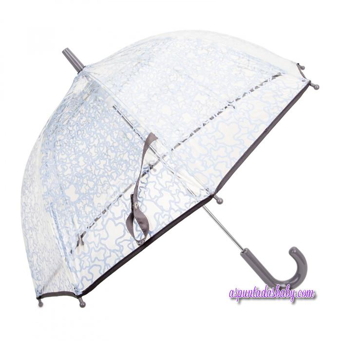 Paraguas transparente "Baby Tous" mod. Kaos celeste. 