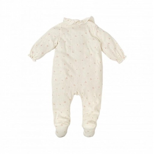 ​Pelele bebé algodón canalé estampado floral con cuello volante [1]