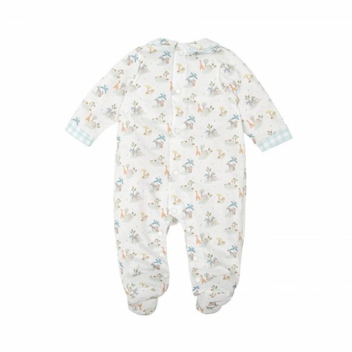 ​Pelele bebé algodón estampado animales con vichy verde agua [1]