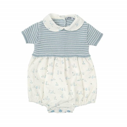 ​Pelele bebé algodón combinado punto y tejido estampado con cuello bebé [0]