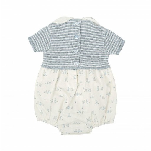 ​Pelele bebé algodón combinado punto y tejido estampado con cuello bebé [1]