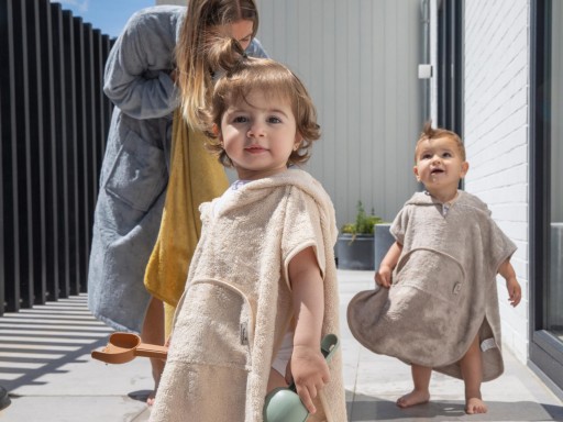 Poncho de baño infantil de bambú - Timboo - Color Almond [4]