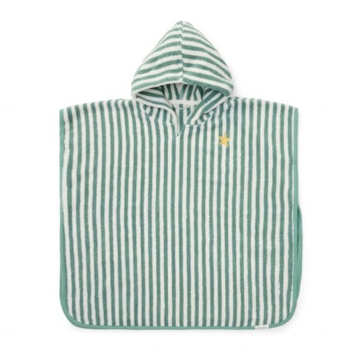 ​Poncho de Playa con Capucha – Seashells y Rayas Surf Azul – 100% Algodón Orgánico [0]
