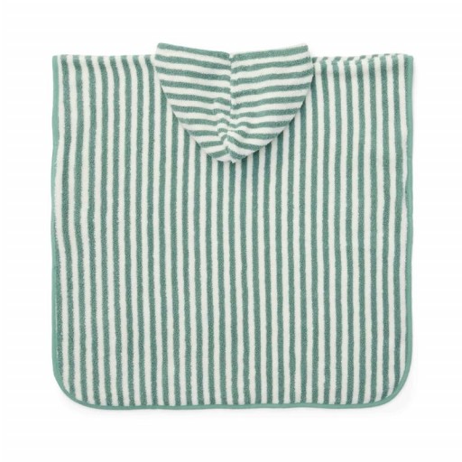 ​Poncho de Playa con Capucha – Seashells y Rayas Surf Azul – 100% Algodón Orgánico [1]