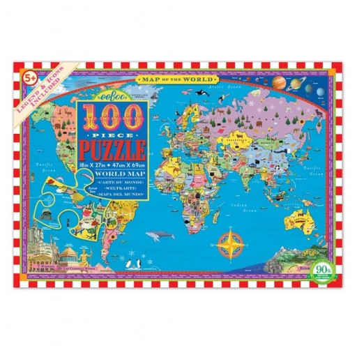 Puzzle 100 piezas mapa del mundo - Eeboo [0]