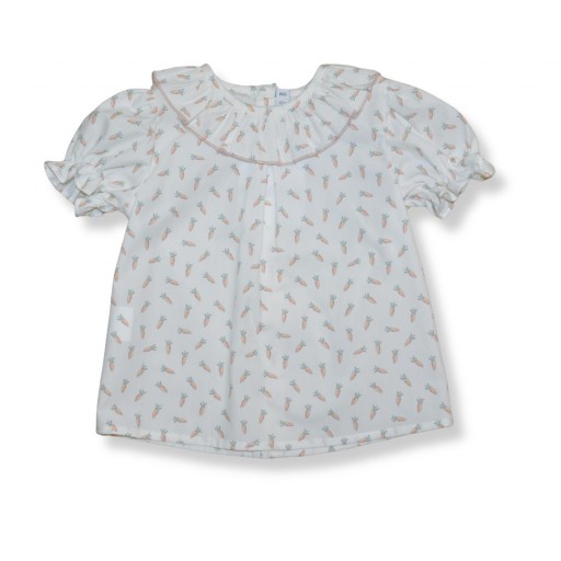 Blusa bebé estampado zanahorias con volante  - Paloma de la O