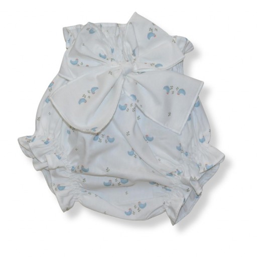 Braguita cubrepañal bebé estampado pollitos con lazo – Paloma de la O [0]