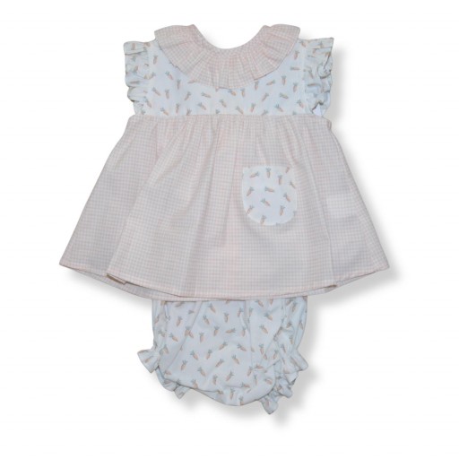 Conjunto bebé blusa y cubrepañal estampado zanahorias - Paloma de la O