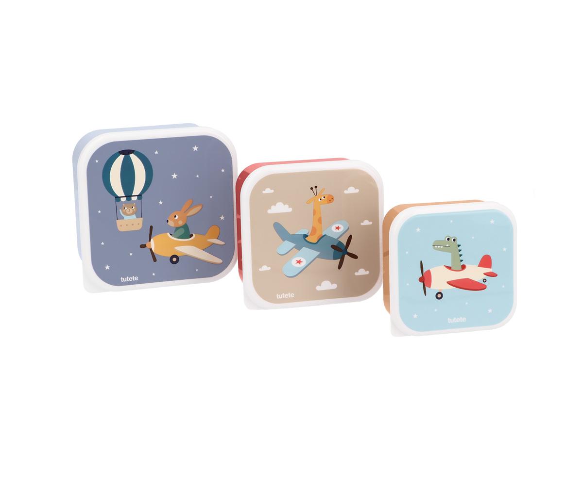 3 Cajas Almuerzo mod. Planes - Tutete
