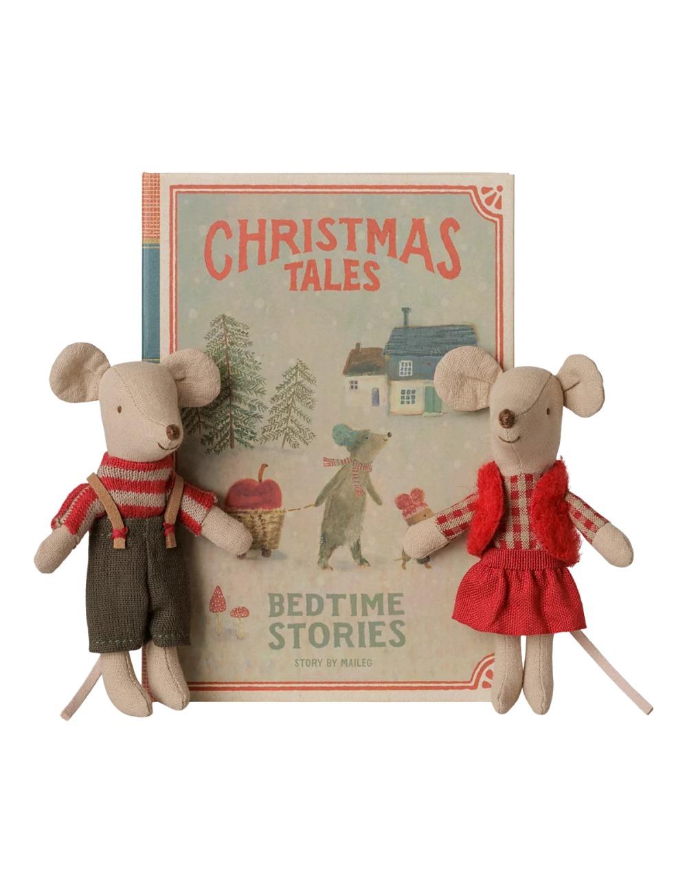 Ratones gemelos navideños en libro - Maileg