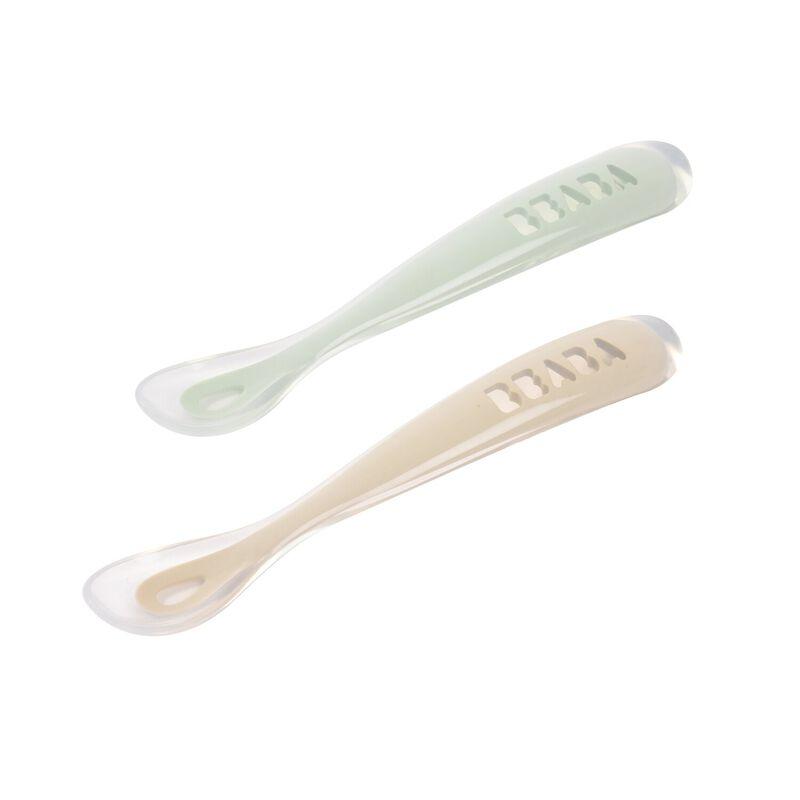 Set de 2 Cucharas de Silicona Béaba de Primera Edad Gris y Verde