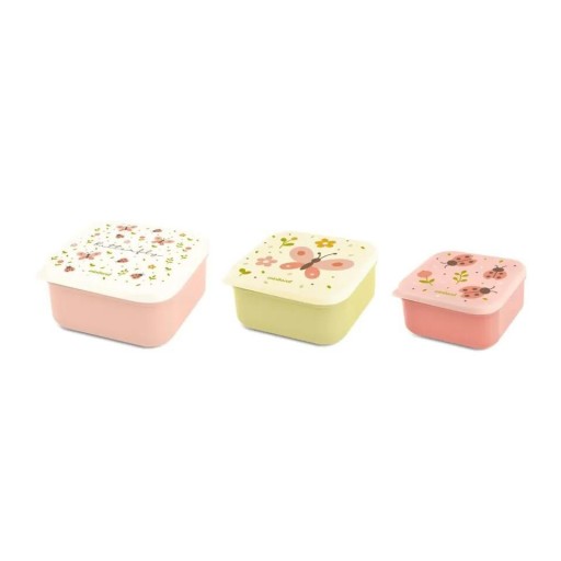 Snackbox-3 Butterfly de Miniland – Set de 3 recipientes infantiles para snacks