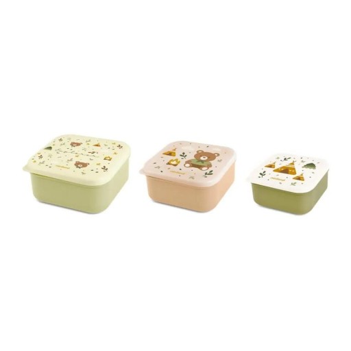 Snackbox-3 Explorer de Miniland – Set de 3 recipientes infantiles para snacks