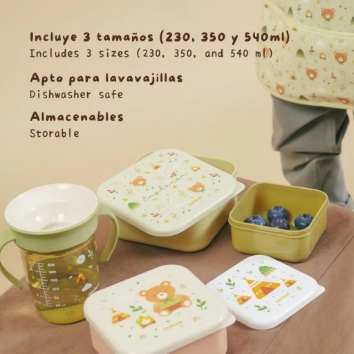 Snackbox-3 Explorer de Miniland – Set de 3 recipientes infantiles para snacks [3]