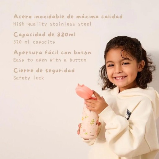 Steel Junior Bottle Butterfly de Miniland – Botella infantil de acero inoxidable 320 ml [3]