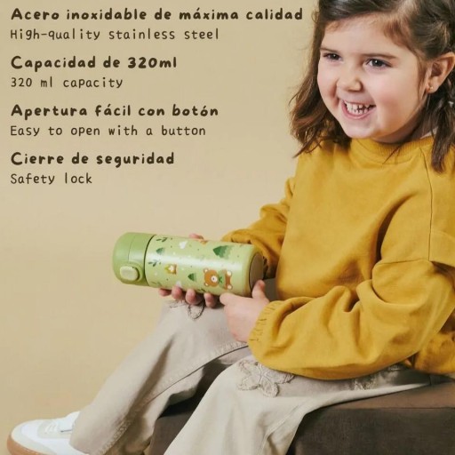 Steel Junior Bottle Explorer de Miniland – Botella infantil de acero inoxidable 320 ml [2]