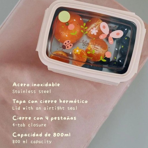 Steel Lunchbox Butterfly de Miniland – Lunchbox infantil de acero inoxidable 800 ml [3]