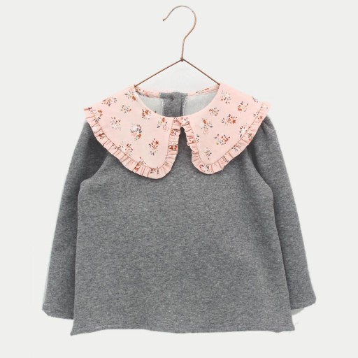 Sudadera Foque niña con cuello colección Botánico color gris oscuro.  [0]