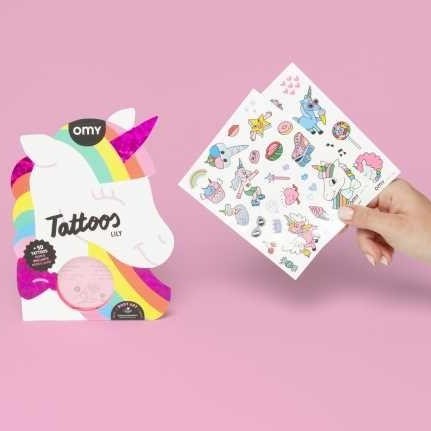 Tatuajes Temporales OMY Mod. Lily el Unicornio – 50 Unidades Neón y Dorados [3]