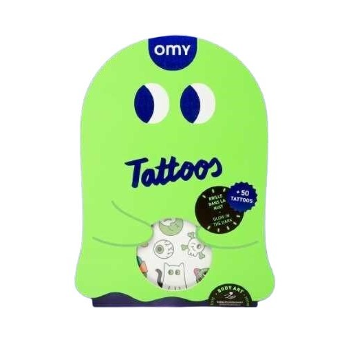 Tatuajes Temporales OMY Mod. BOO! – 50 Unidades que Brillan en la Oscuridad
