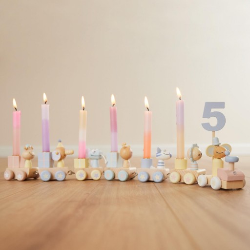 Tren de Cumpleaños de Madera Rosa con Animales – Bieco [3]