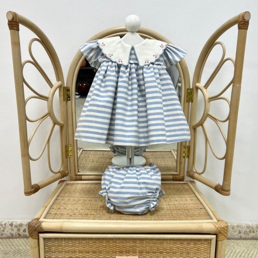 ​Vestido bebé rayas azul con braguita – Maesu [1]