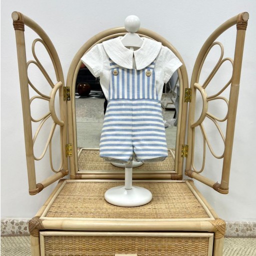 ​Conjunto bebé camisa blanca y bombacho rayas azul – Maesu [1]