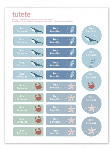 25 Etiquetas para Ropa Ocean
