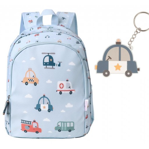 Mochila Mediana City Cars + Llavero Personalizable