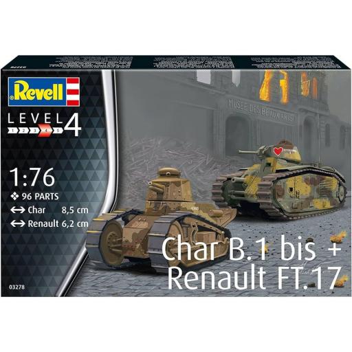 1/76 Char B.1 bis + Renault FT.17