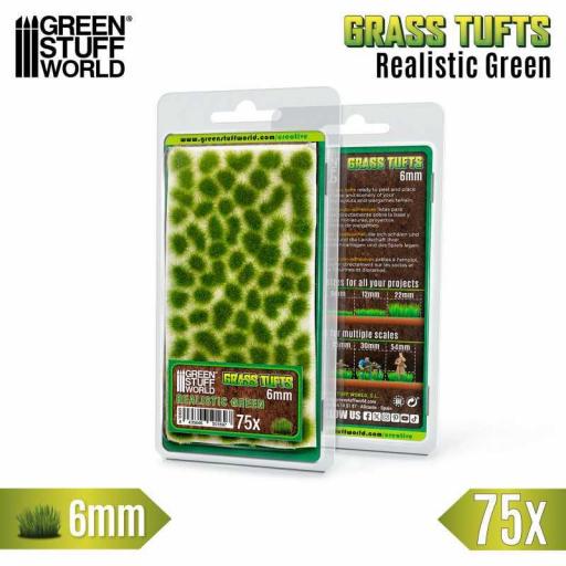 Matas Cesped - Autoadhesivas - 6 mm - 75 unid. Verde Realista