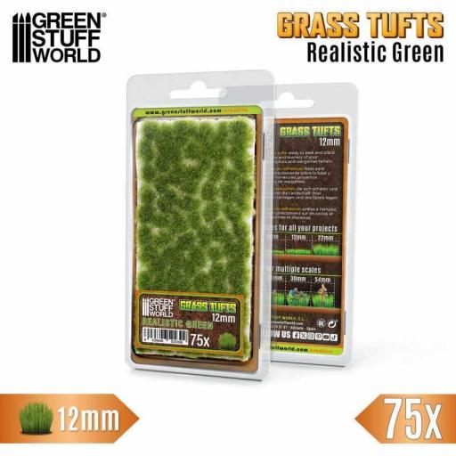 Matas Cesped - Autoadhesivas - 12 mm - 75 unid. Verde Realista