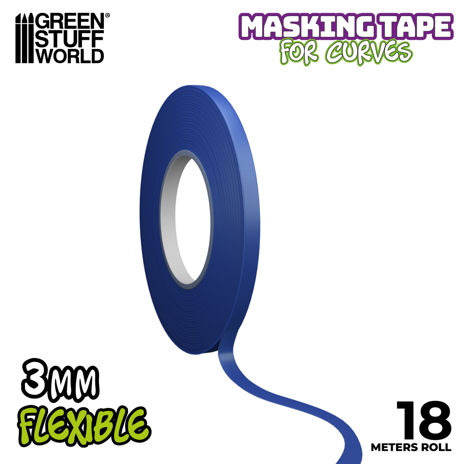 Cinta enmascarar flexible 3 mm x 18m