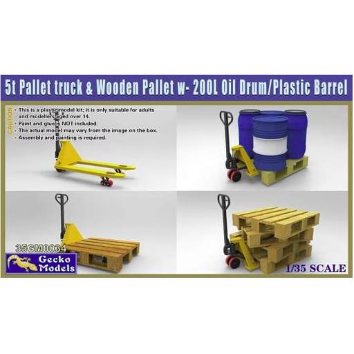 1/35 5t Pallet truck & Wooden Pallet w-200L Oil Drum