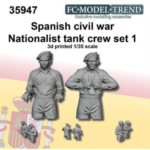 1/35 Tripulación de carro nacional, guerra civil española, set 1 (Resina 3D)