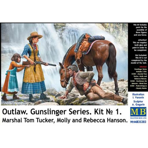 1/35 Outlow. Gunslinger series. Kit No. 1. Marshal Tom Tucker, Molly and Rebecca Hanson