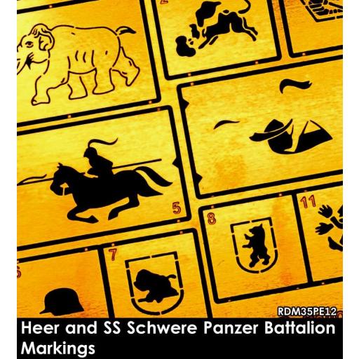 Stencil Metálicos. 1/35 Marcas batallones Heer y SS Panzer - Plantilla para aerógrafo 