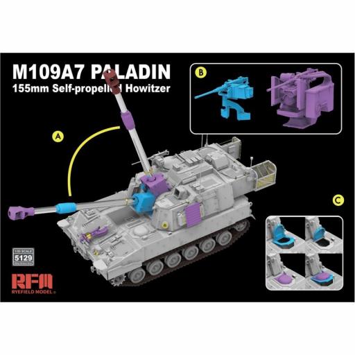 1/35 Obús autopropulsado de 155 mm M109A7 PALADIN con cañón metálico y orugas funcionales [2]