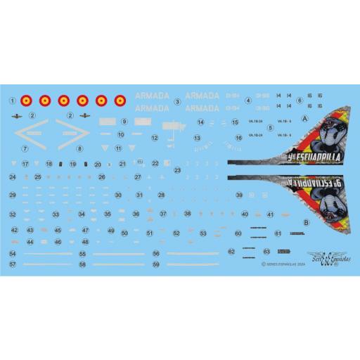 Calcas AIR TATTOO 2023. HARRIER AV-8B Plus de la 9ª Escuadrilla de la ARMADA. Escala 1/72